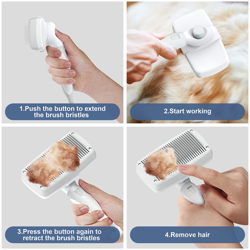 Crala Self Cleaning Slicker Brush, Dog & Cat Grooming Shedding Tool for Short and Long Haired - Gently Removes Loose Undercoat, Mats and Tangled Haired - BeesActive Australia