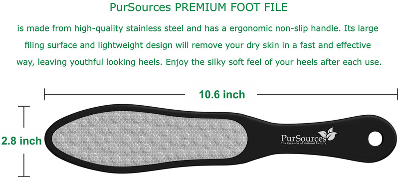 PurOrganica Premium Foot File - 10.6" Long - Professional Corn and Callus Remover Pedicure Rasp - For Thick, Cracked, Dead and Dry Skin - For Scaly Feet, Knees & Elbows - BeesActive Australia