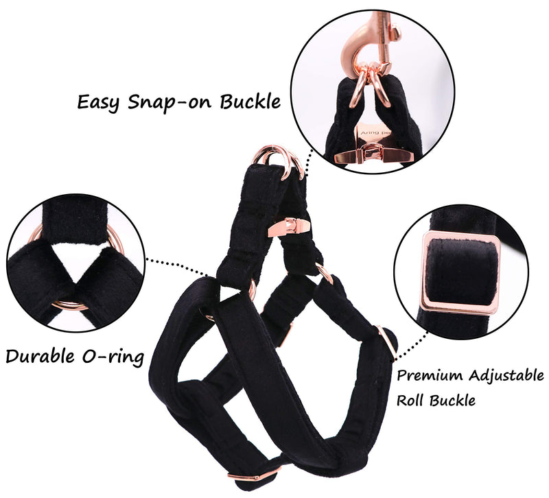 ARING PET Dog Halter Harness, Velvet Dog Harness, No Pull Dog Halter Harness, Adjustable Heavy Duty Dog Harness for Small Medium Large Dogs Medium (Pack of 1) Black - BeesActive Australia