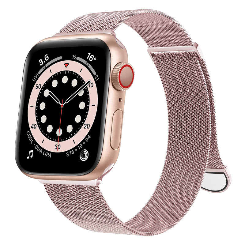 OULUOQI for Apple Watch Band Series SE 7 6 5 4 3 2 1 38mm 40mm 41mm 42mm 44mm 45mm Women and Men, Stainless Steel Mesh Loop Magnetic Clasp Replacement for iWatch Band ( Rose Gold） A--Rose Gold 38mm/40mm/41mm - BeesActive Australia