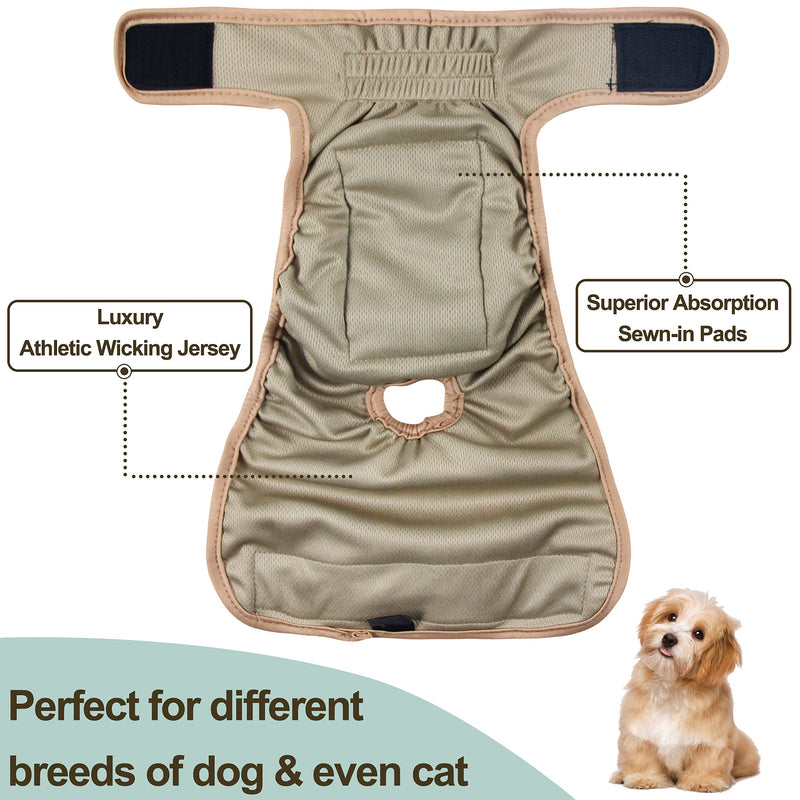 Grecle Washable Female Dog Diapers - Premium Reusable Diapers for Doggie in Heat - Highly Absorbent Dog Diapers Female for Pet Incontinence with Adjustable Snaps Medium (12”-15“Waist） Morandi - BeesActive Australia