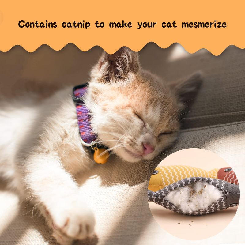Homelifthub Cat Pillow Toy for Indoor Cats Fluffy Cat Calming Toy, Soft Cat Catnip Toys Pillow, Linen Chew Kitten Toy, Cute Fish Pillow for Cat Sleeping 3pack (red+yellow+grey) - BeesActive Australia