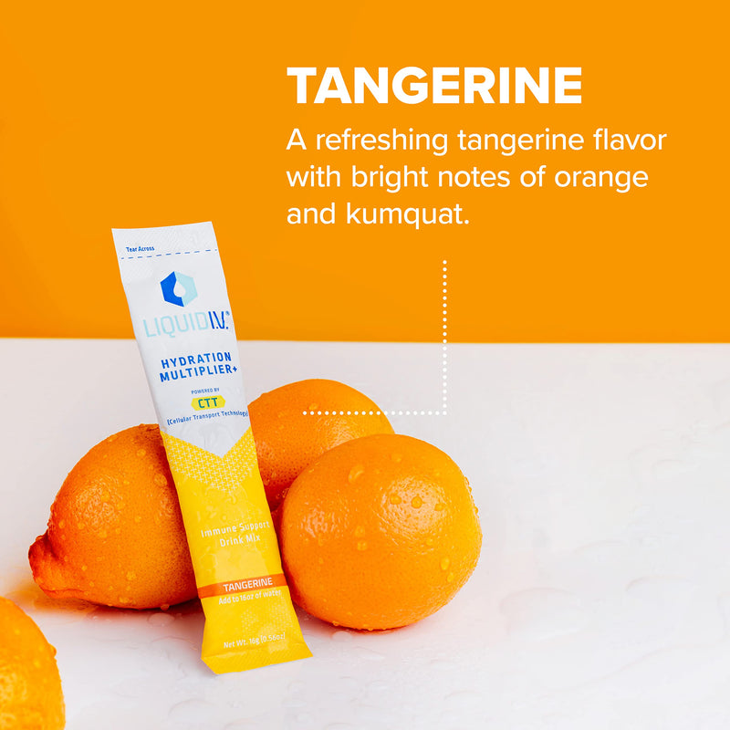 Liquid I.V. Hydration Multiplier + Immune Support - Tangerine - Hydration Powder Packets | Electrolyte Drink Mix | Easy Open Single-Serving Stick | Non-GMO | 14 Sticks 1 Count (Pack of 14) - BeesActive Australia