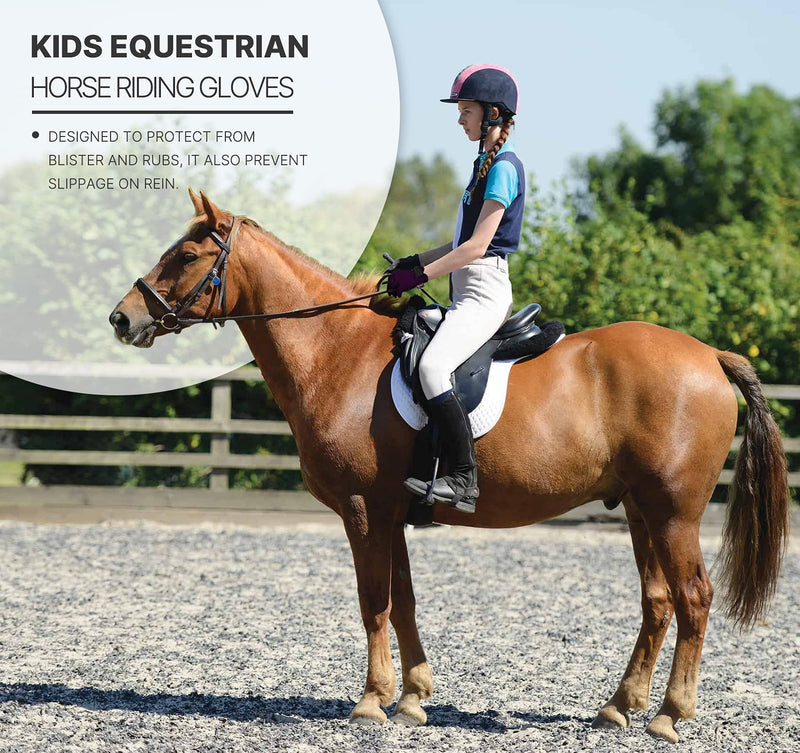 Amoy Kids Horse Riding Gloves Breathable Children Equestrian Horseback Anti-Slipping Boys & Girls Youth Outdoor Biking Cycling Sport Mitts Deep Purple XL (Age 12-14) - BeesActive Australia