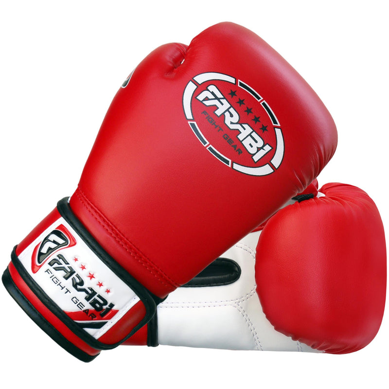 [AUSTRALIA] - Farabi Boxing Gloves 8-oz Kick Boxing MMA Muaythai Training Punching Bag Focus Pads Gloves (Red, 6-oz) 