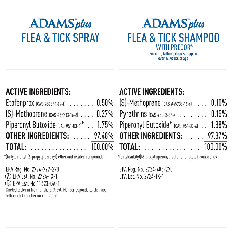 Adams Plus Flea & Tick Spray for Dogs and Cats Kills Adult Fleas, Flea Eggs, Flea Larvae, Ticks, and Repels Mosquitoes for Up to 2 Weeks Controls Flea Reinfestation for Up to 2 Months 16 Ounces Shampoo Bundle - BeesActive Australia