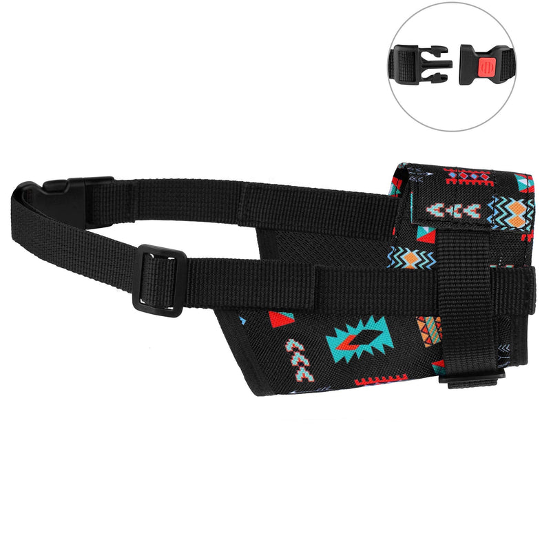CollarDirect Dog Muzzle - Adjustable Soft Breathable Tribal Nylon Dog Mouth Guard Cover for Small, Medium and Large Dogs, Anti Chewing, Barking & Biting - 3 Tribal Patterns Pattern 2 M/L - BeesActive Australia