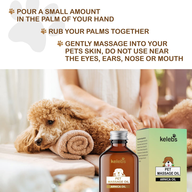 Kelebs Natural Dog Massage Oil Skin Soother Relief, With Arnica & Peppermint Oil, Hips & Joints Muscle Soother Pain Relief, Itchy Skin Soother Relief, Dog Massage Oil Dry Skin Soother, For Body & Paws - BeesActive Australia