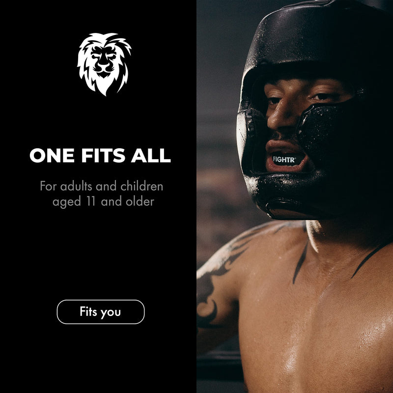 FIGHTR® Premium Mouth Guard - for Excellent Breathing & Easy to fit | Sports Mouth Guard for Boxing, MMA, Football, Lacrosse, Hockey and Other Sports | incl. hygienic Box Allblack - BeesActive Australia