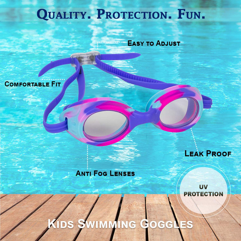 Splaqua Kids Swim Goggles for Boys, Girls- Adjustable Straps- UV Protection Swimming Goggle Purple - BeesActive Australia
