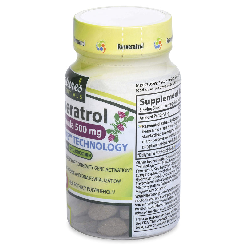 NATURE'S ESSENTIALS Liposomal Resveratrol | 500mg per Pill | Full-Spectrum Trans-Resveratrol | Maximum Absorption Formula | 3 Month Supply | Non-GMO | Gluten-Free | Vegetarian | Lab Certified | USA - BeesActive Australia