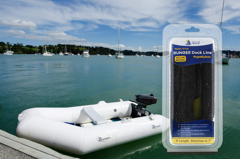 [AUSTRALIA] - Bungee Dock Lines - Stretches - Ideal for Small Boats, PWC, Jet Ski, Dinghy, Kayak & Pontoon Boats up to 4000# Black 6' Length Stretches to 9' 