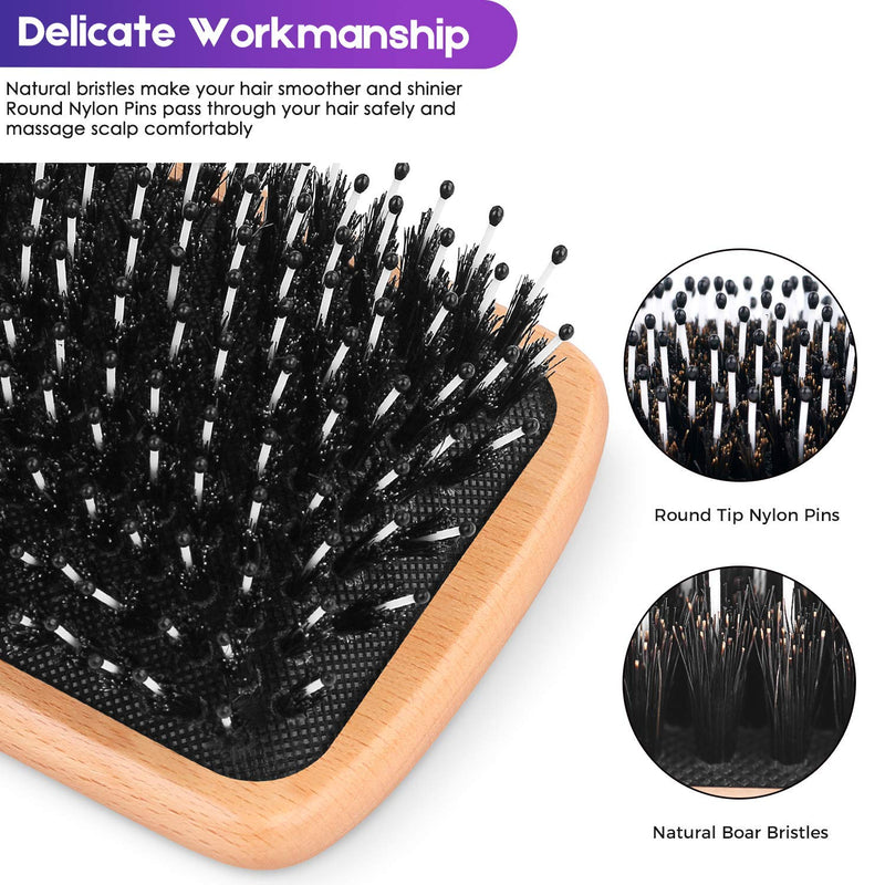 Hair Brush, Boar Bristles Detangling Brushes for Curly Straight Long Short Fine Hair, Hairbrushes for Women Men Kids (medium) medium - BeesActive Australia