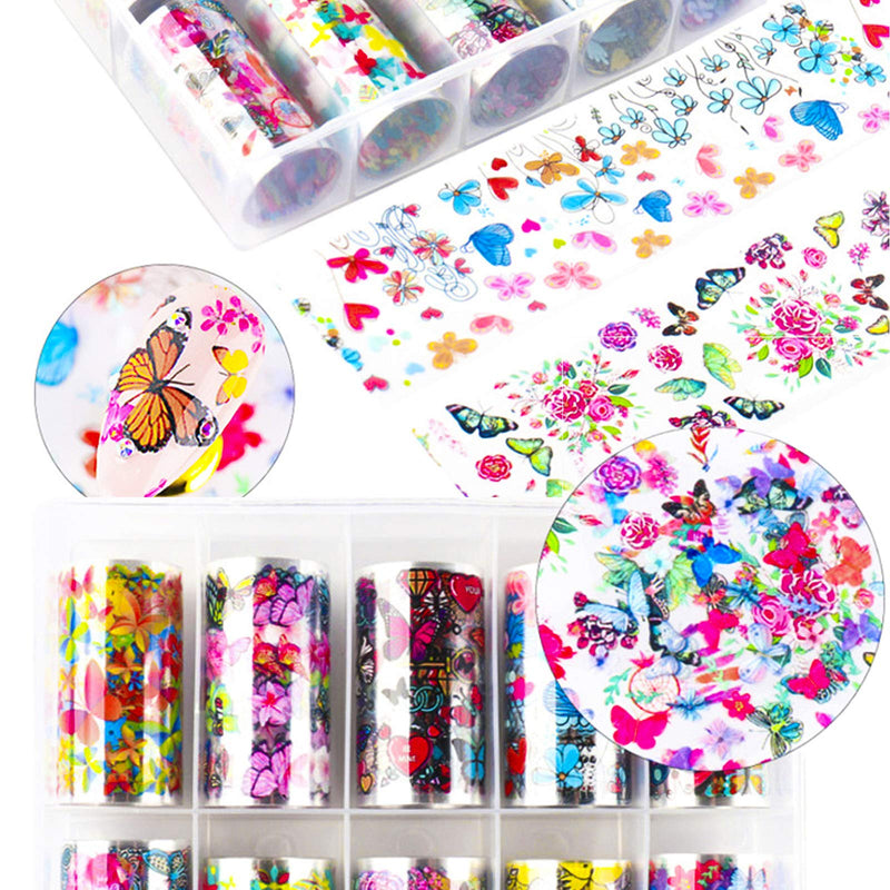 uspxqx Nail Sticker Butterfly Pattern, Nail Art Stickers, 10Rolls of Nail foil Nail Art with Mystery Print, Nail foils Each Nail Decals is 1.6"X40", Beautiful Nail Decorations. - BeesActive Australia