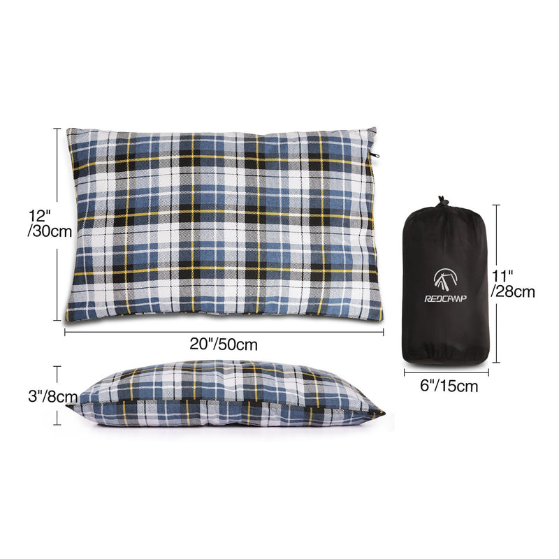 REDCAMP Outdoor Camping Pillow Lightweight, Flannel Travel Pillow Cases, Removable Pillow Cover Blue and Grey - BeesActive Australia