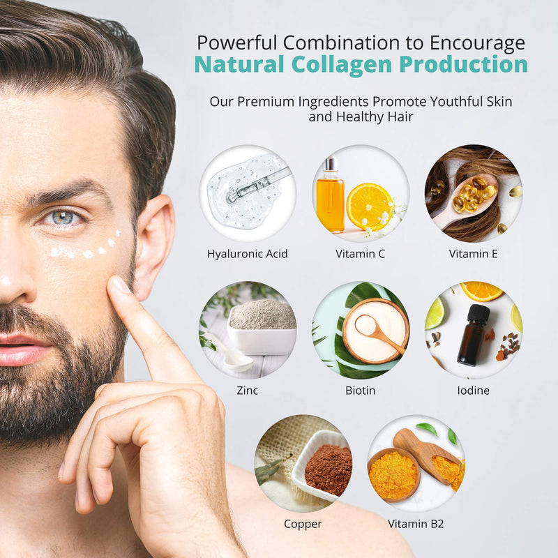 Marine Collagen Capsules 1000mg - 120 Capsules - 9 Powerful Skin Supporting Nutrients - Type 1 Hydrolysed Pure Marine Collagen with Hyaluronic Acid - Marine Collagen Supplement by VitaBright - BeesActive Australia