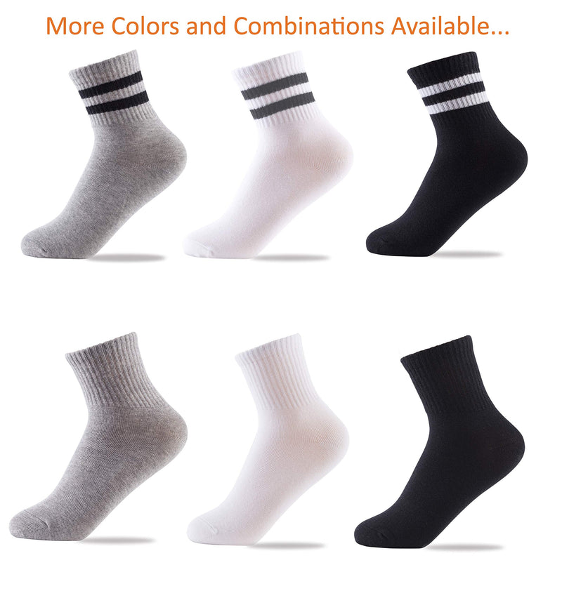 Oohmy Boys Socks 12 Packs Fit for 2-12 Years Old Boys and Girls Cotton Athletic Ankle Socks for Toddler Kids and Big Kids Large Assorted(black+grey) - BeesActive Australia