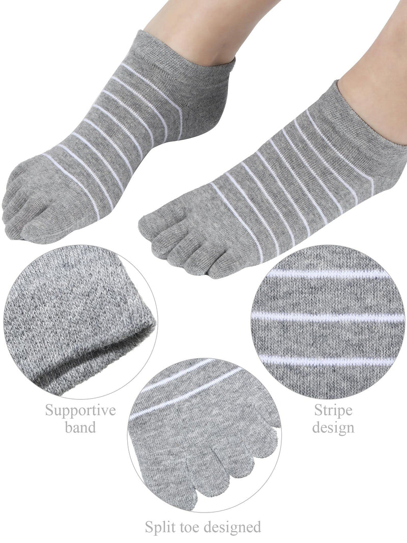 5 Pairs Stripe Toe Socks Five Finger Socks Low Cut Colorful Socks for Women Girl Supplies Medium Bright Colors - BeesActive Australia