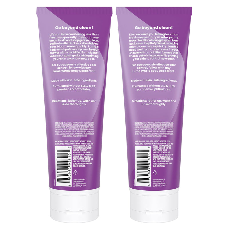 Lume Acidified Body Wash - 24 Hour Odor Control - Removes Odor Better than Soap - Moisturizing Formula - SLS Free, Paraben Free - Safe For Sensitive Skin - 8.5 ounce (Lavender Sage) 2 Pack - BeesActive Australia