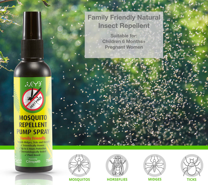 THEYE Insect Repellent Pump Spray Natural Deet & Preservative Free No Harmful Chemicals Insect Repellent 2 x 75ml - BeesActive Australia