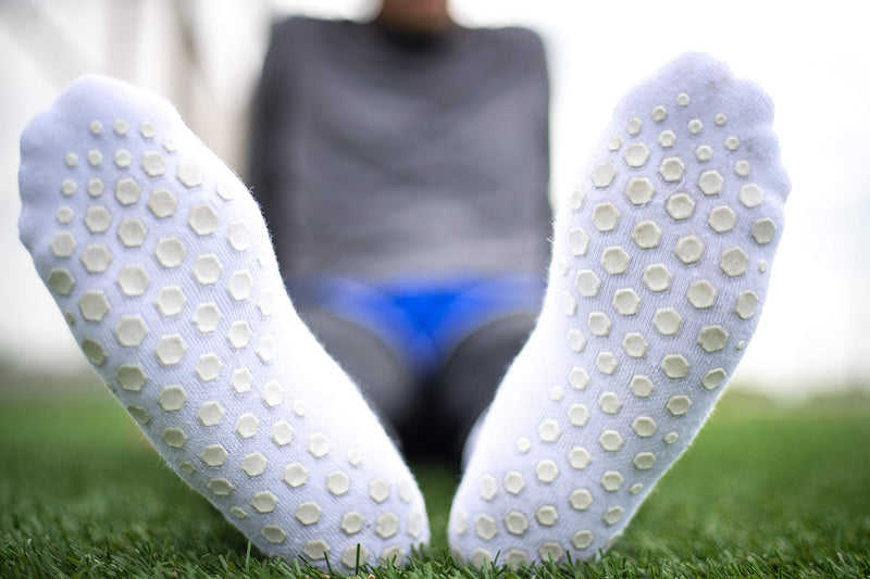 SENDA Gravity Performance Grip Socks - Crew Length White Medium - BeesActive Australia