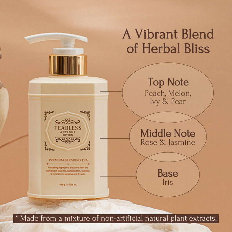 TEABLESS Antique Lotion 480ml | Face Moisturizer and Body Lotion for Men and Women | Korean Moisturizer Face and Body Skin Care Products | Skin Barrier Repair, Dry Skin, and Sensitive Skin Lotion - BeesActive Australia