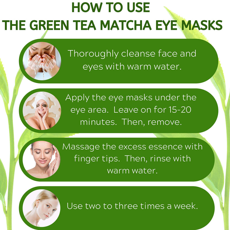 Green Tea Matcha Eye Mask by SUPRANCE - Under Eye Patches Treatment for Dark Circles, Eye Bags, Puffiness - Anti-Wrinkle With Hyaluronic Acid and Collagen - 30 Pairs/60 Pcs. - BeesActive Australia