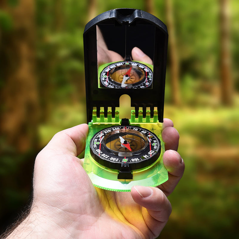 Sighting Compass Mirror Adjustable Declination - Boy Scout Compass Hiking Survival - Map Reading Compass Orienteering - Mirror Compass Hunting Fishing - Military Compass Waterproof Backpacking Camping Compass A - BeesActive Australia