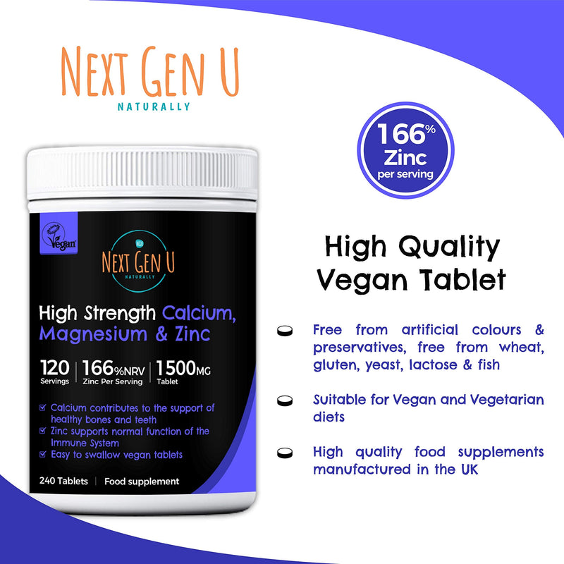 NGU Calcium Magnesium Zinc Essential Mineral Supplement 240 Vegan Caplets for Immune Support and Bone Strength for Adults Women and Men - BeesActive Australia