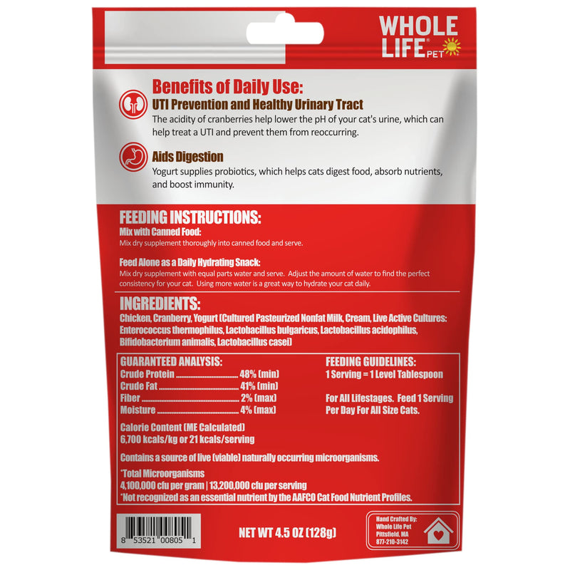 Whole Life Pet Urinary Tract Daily Supplement for Cats – Cranberry with Probiotics. UTI Prevention, Bladder Health. Mixes in Food or with Water for Hydrating Snack - BeesActive Australia