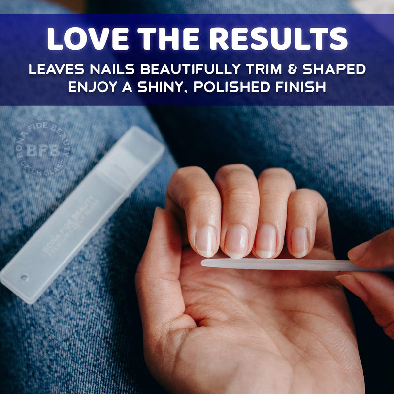 Glass Nail File and Buffer Set, File & Shine Nails with Unique 2-In-1 Nail Filer & Nail Polisher Nail Files, Expertly Shape & Polish Nail, Removes Nail Ridges - Bona Fide Beauty Premium Czech Glass - BeesActive Australia