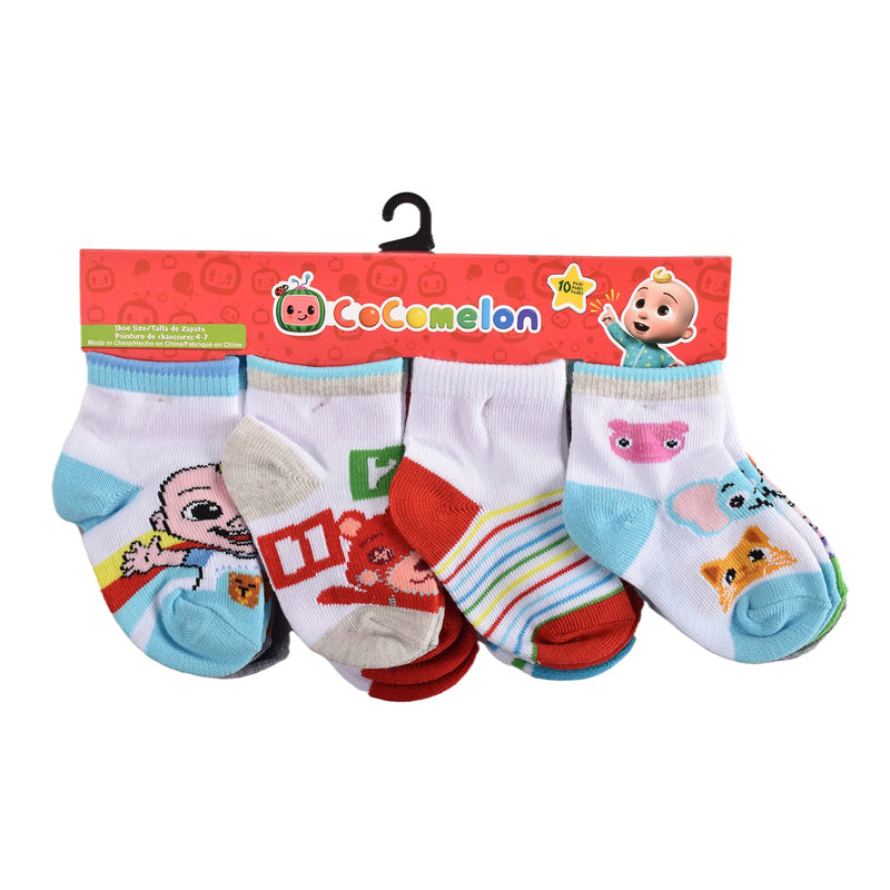 CoComelon boys Quarter Socks 18-24 Months White (10 Pack) - BeesActive Australia