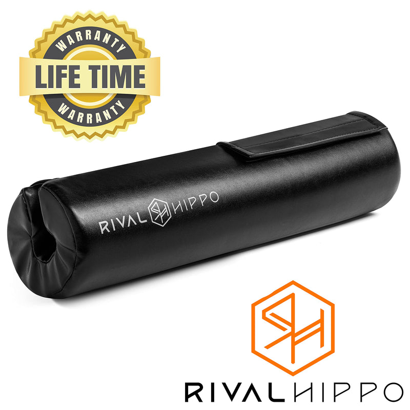 Premium Squat Pad and Hip Thrust Pad - Thick Barbell Pad for Squats Lunges Glute Bridges, Non-Slip Bar Pad, Built-In Velcro Safety Straps, Reinforced PU Leather Cover - Olympic Bars and Smith Machine Black One Size - BeesActive Australia