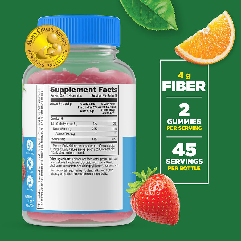Lifeable Sugar Free Prebiotics Fiber for Kids - 4g - Great Tasting Natural Flavored Gummy Supplement - Keto Friendly - Gluten Free, Vegetarian, GMO Free - for Gut and Digestive Health - 90 Gummies - BeesActive Australia