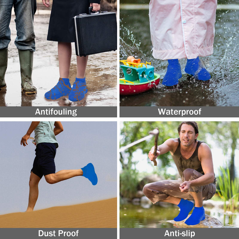 TCCFCCT Waterproof Shoe Covers, Reusable Silicone Shoe Protectors for Men, Women, Durable, Easy to Carry, Nonslip Rain Shoe Covers for Rain, Snow, Car Washing, Camping 2 Blue Medium - BeesActive Australia
