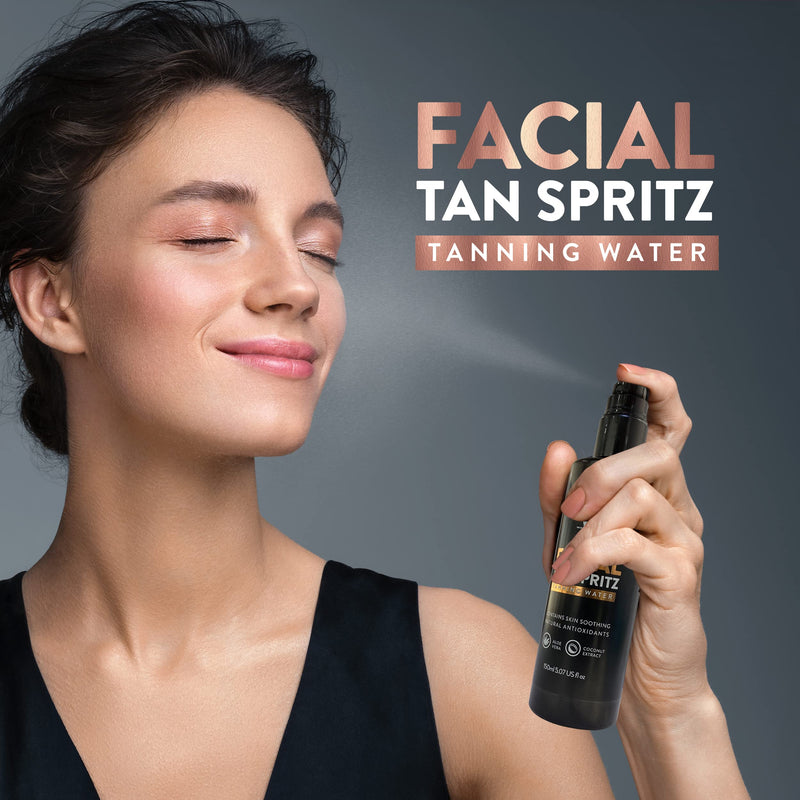 Face Self Tanning Water Aloe Vera 150ml - Self Tan Face Mist, Face Tan, Vegan, DHA Natural Tanning Active no biscuit smell, Tropical smelling - BeesActive Australia