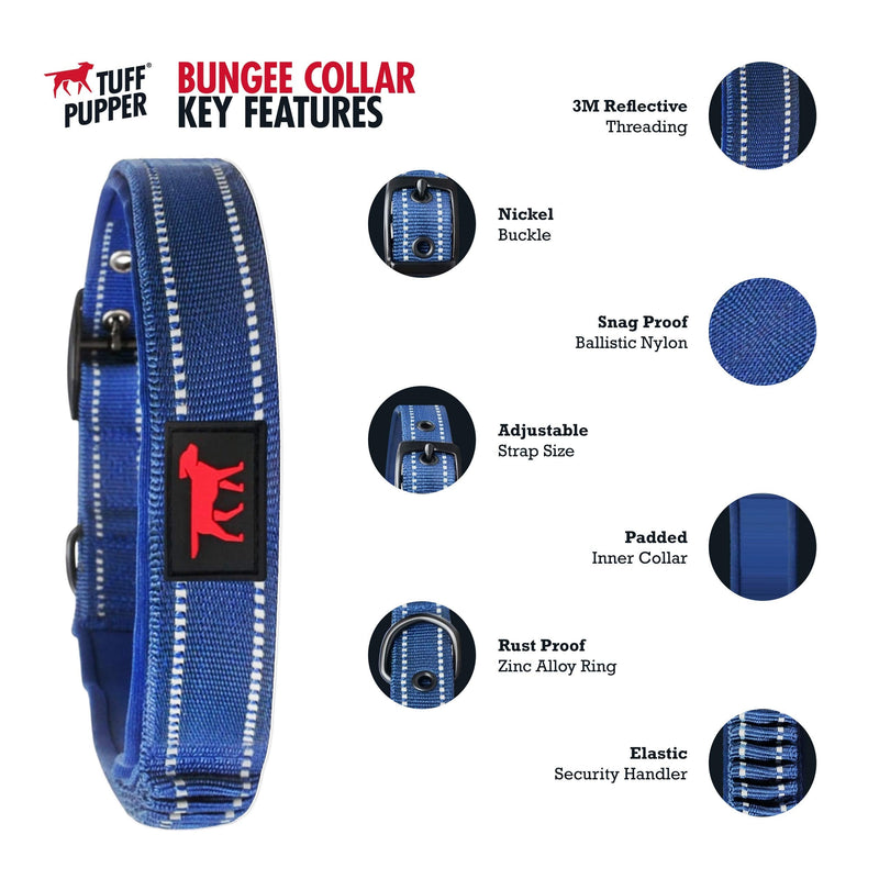 Tuff Pupper Heavy Duty Dog Collar with Handle | Ballistic Nylon Heavy Duty Collar | Padded Reflective Dog Collar with Adjustable Stainless Steel Hardware | Convenient Sizing for All Breeds Medium/Large (14 - 18" Neck) March Red - BeesActive Australia