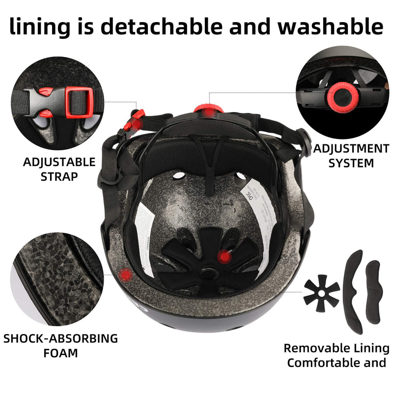 CELOID Kids Bike Helmet,Toddler Skateboard Helmets for Ages 2-3-5-8-14 Years Boys Girls?Adjustable Multi-Sport Bicycle Skateboarding Football Roller Skating Scooter Rollerblade Balance Bike Helmet S(18"-20.5"/ 2 -7years) Black - BeesActive Australia