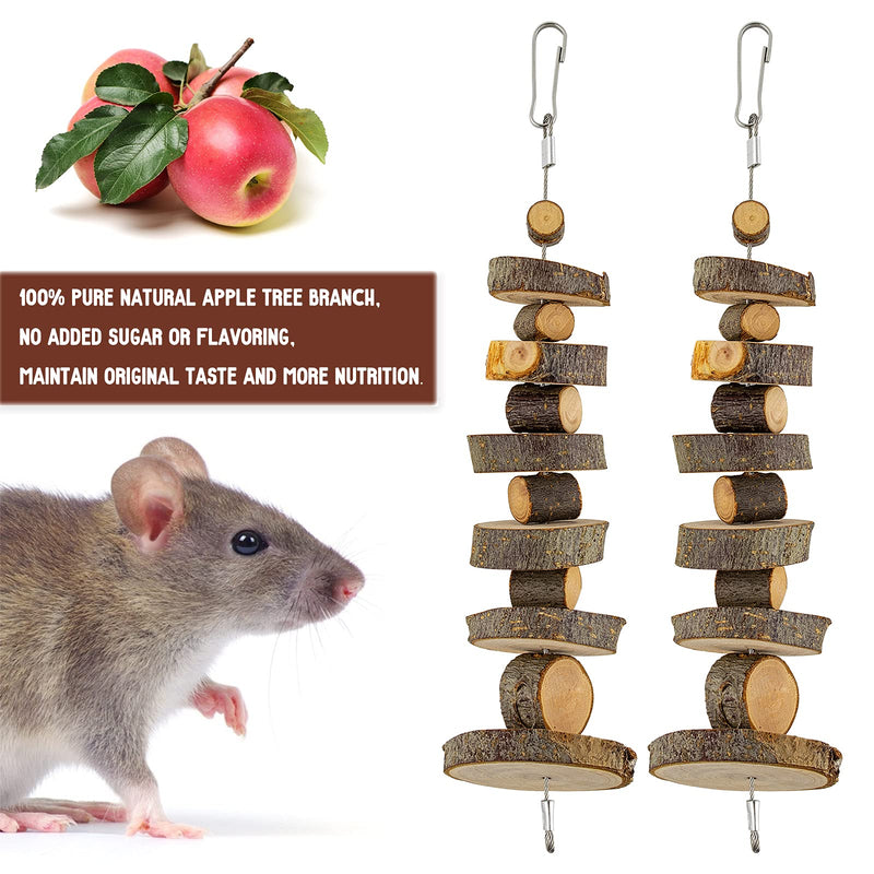 Natural Organic Apple Wood Chew Toys, 2 Pack Small Animal Snacks Toys Suitable for Bunny, Chinchilla, Guinea Pigs, Hamsters Teeth Grinding - BeesActive Australia
