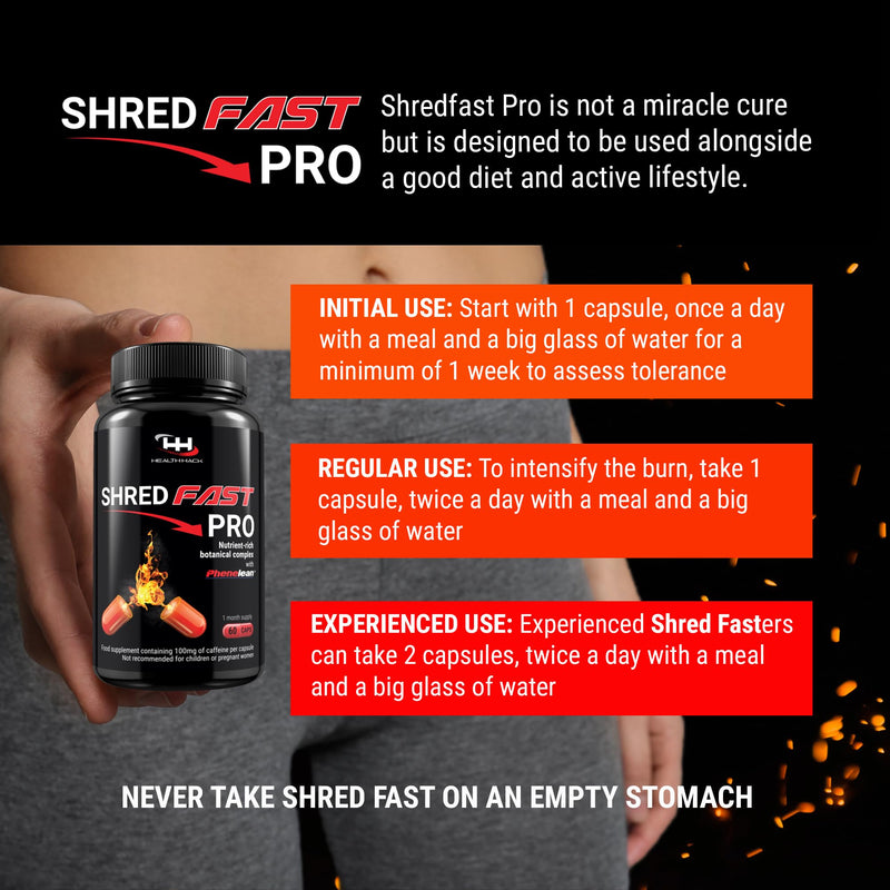Shredfast Pro - Advanced Thermogenic Supplement with Phenelean™ - Fast Acting for Women & Men - 60 Capsules - 30 Days Supply - Keto, Vegetarians & Vegan Friendly. - BeesActive Australia