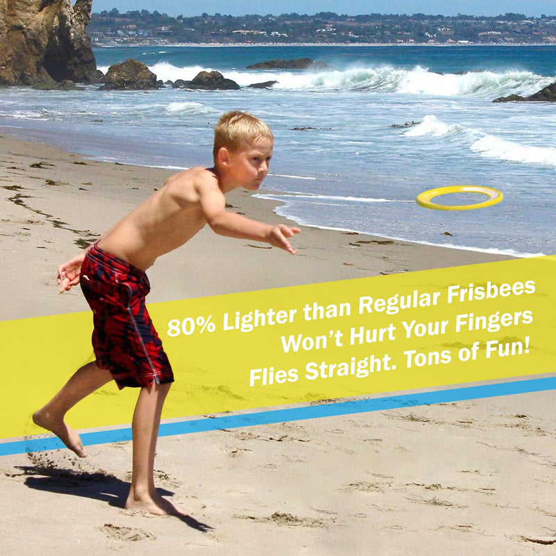 Activ Life Kid's Flying Rings [2 Pack] Fly Straight & Don’t Hurt - 80% Lighter Than Standard Flying Discs - Replace Screen Time with Healthy Family Fun - Get Outside & Play! Made in USA Cyan/Yellow - BeesActive Australia