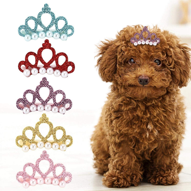 GLOGLOW Pet Hair Clips, 25Pcs Small Snap Hair Clips Crown Hair Clip Dog Hair Clips Headwear Grooming Accessory for Small Dogs Cats - BeesActive Australia