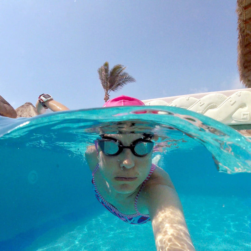 New Wave Swim Goggles with Protective Storage Case - Anti Fog Lenses, Four Nose Bridges for Triathlon & Open Water Swimming Nightfall = Smoke Lens in Black Frame - BeesActive Australia