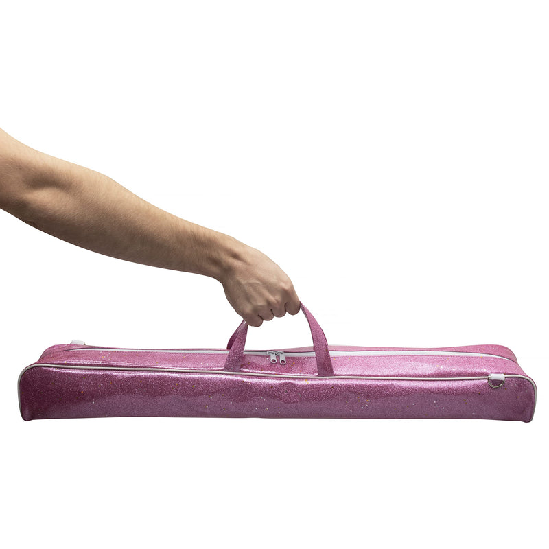Cintrio Twirling Baton Bag with Shoulder Strap - Sparkle Glitter Light Pink Case for Majorette Marching Dance Batons - Complete with Rainbow Dance Ribbon Streamer - BeesActive Australia