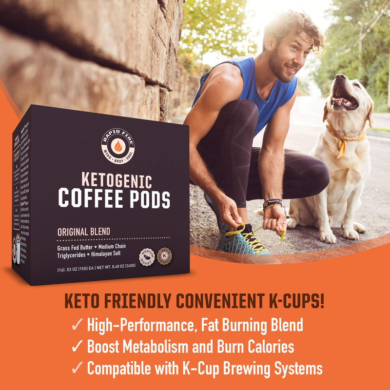 Rapid Fire High Performance Keto Coffee Pods, Supports Energy and Metabolism, Weight Loss, Ketogenic Diet 16 Single Serve K-Cup Pods, Original 16 Count (Pack of 1) - BeesActive Australia
