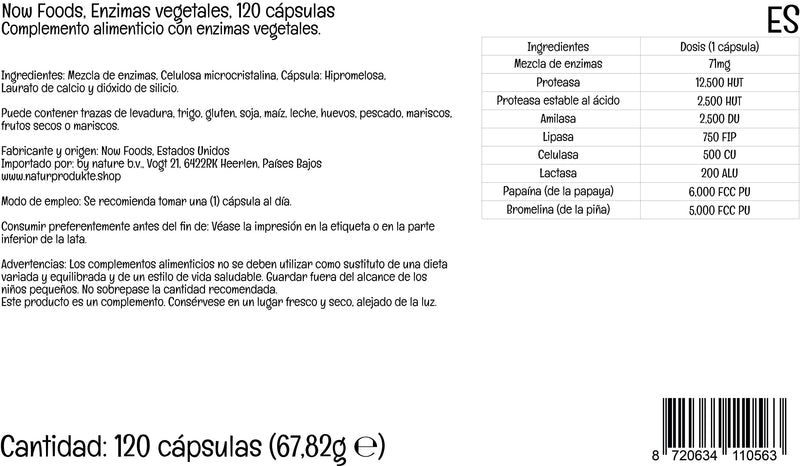 Now Foods, Plant Enzymes, 120 Vegan Capsules, Lab-Tested, Plant-Based, Gluten Free, Soy Free, Vegetarian - BeesActive Australia