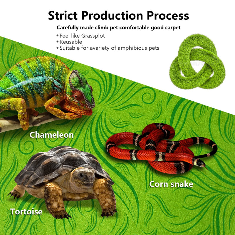 REP BUDDY 2 Pack Reptile Carpet Rainforest Tropical Mat & Reversible Substrate, Terrarium Liner Bedding, for Lizard,Chameleon,Gecko,Snake,Ceratophrys with Tweezers Feeding Tong 40 Gallon(36x18in) - BeesActive Australia