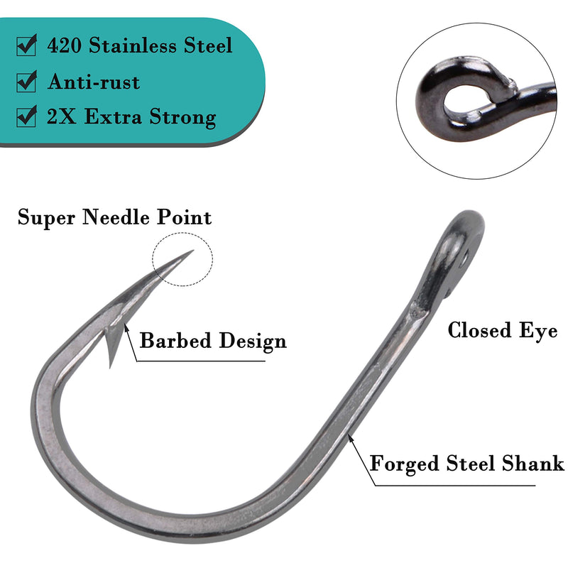 Live Bait Circle Hooks Saltwater,100pcs Catfish Bait Fishing Hook Set 2X Strong Stainless Steel Inline Sharp Point Saltwater Fishing Hook 100pcs (1/0-5/0) - BeesActive Australia