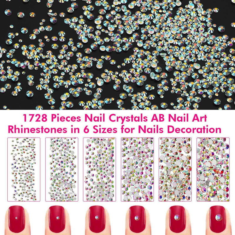 Rhinestones for Nails, Thrilez 150 Pcs Multi Shapes Nail Rhinestones Nail Gems Nail Jewels with 1728 Pcs Crystal AB Rhinestones Diamonds for Nail Art Craft, Acrylic Nails - BeesActive Australia