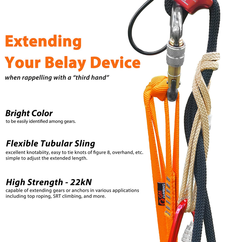 GM CLIMBING 16mm Nylon Sling Runner 22kN / 4950lbf CE UIAA Certified Fluorescent Orange 120cm / 48inch | Pack of 3 - BeesActive Australia